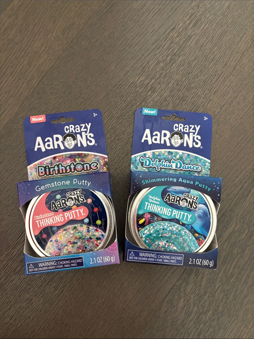 Crazy Aaron's Thinking Putty duo. Birthstone & Dolphin Dance (Pink, Aqua)